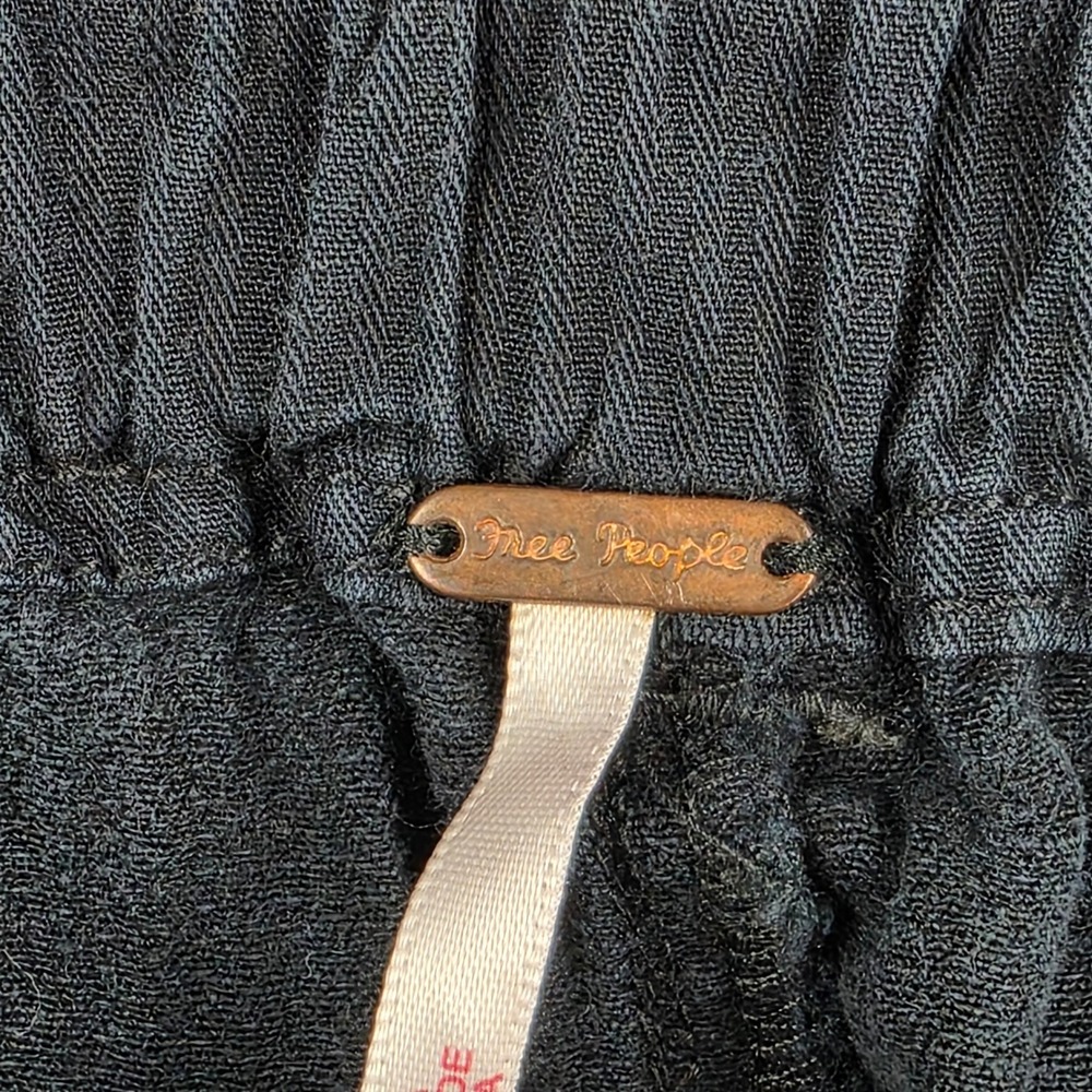 Free People Black Herringbone Cargo Pant Womens Small Cropped Drawstring - Picture 2 of 12